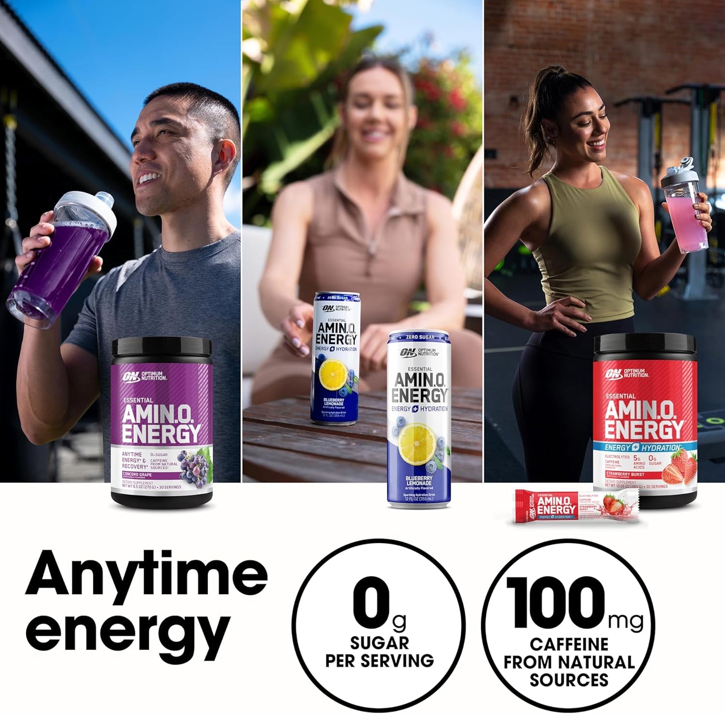 Optimum Nutrition Amino Energy - Pre Workout with Green Tea, BCAA, Amino Acids, Keto Friendly, Green Coffee Extract, Energy Powder - Blue Raspberry, 30 Servings (Packaging May Vary)