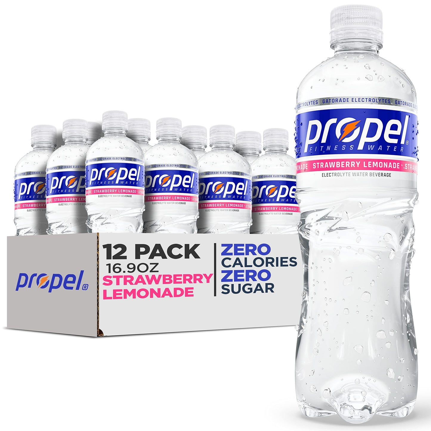 Propel, Kiwi Strawberry, Zero Calorie Sports Drinking Water with Electrolytes and Vitamins C&E, 16.9 Fl Oz (Pack of 12) - Packaging May Vary