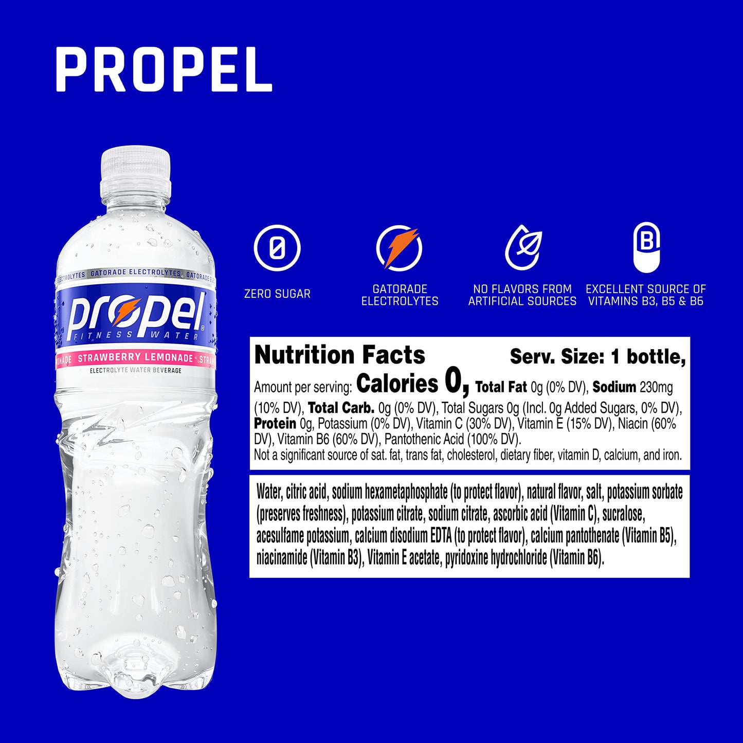 Propel, Kiwi Strawberry, Zero Calorie Sports Drinking Water with Electrolytes and Vitamins C&E, 16.9 Fl Oz (Pack of 12) - Packaging May Vary