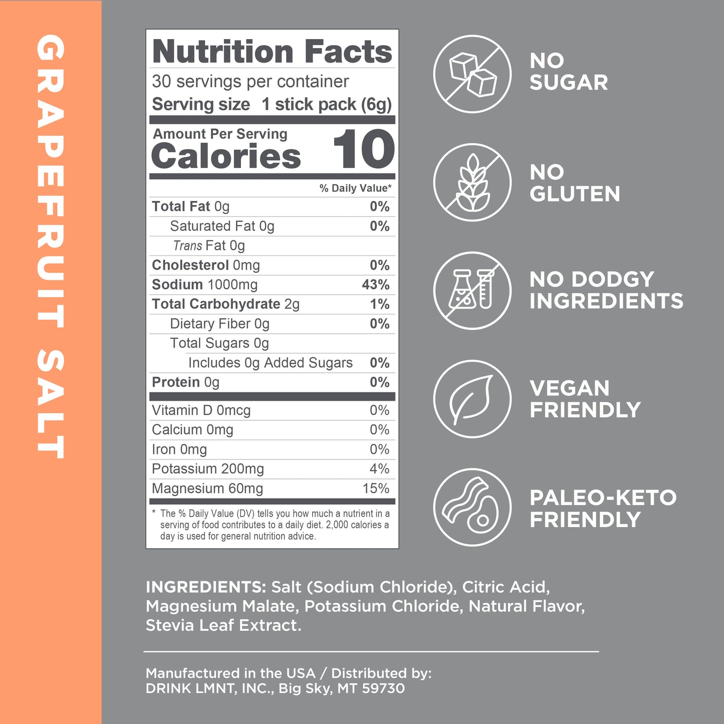 LMNT Zero Sugar Electrolytes - Raspberry Salt | Drink Mix | 30-Count