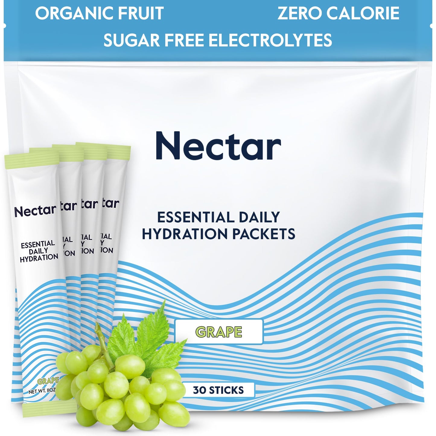 Nectar Hydration Packets - Electrolytes Powder Packets - Sugar Free & 0 Calorie - Organic Fruit Liquid Daily IV Hydrate Packets for Dehydration Relief and Rehydration (Variety 30 Pack)
