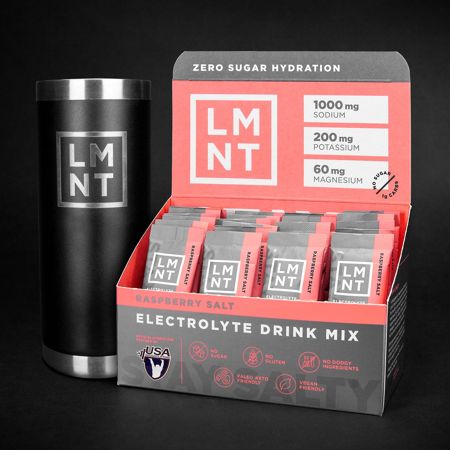 LMNT Zero Sugar Electrolytes - Raspberry Salt | Drink Mix | 30-Count