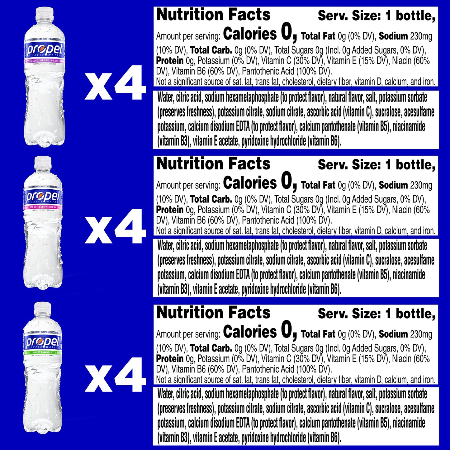 Propel, Kiwi Strawberry, Zero Calorie Sports Drinking Water with Electrolytes and Vitamins C&E, 16.9 Fl Oz (Pack of 12) - Packaging May Vary