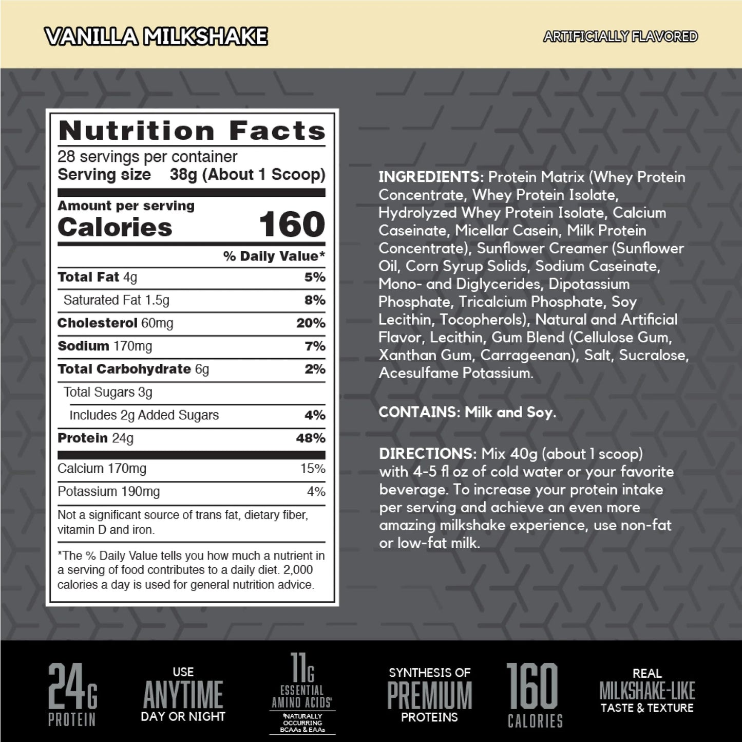 SYNTHA-6 Edge Protein Powder, with Hydrolyzed Whey, Micellar Casein, Milk Protein Isolate, Low Sugar, 24G Protein, Vanilla Milkshake, 28 Servings