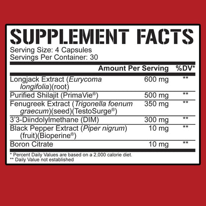 Rich Piana Test | Natural Testosterone Booster for Men | Muscle Builder, Male Vitality, Energy & Stamina | Tongkat Ali (Longjack), Shilajit, Fenugreek, DIM, Boron | 120 Capsules