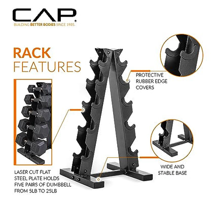 CAP Barbell Dumbbell Set with Rack | Multiple Options in 150lbs and 210lbs