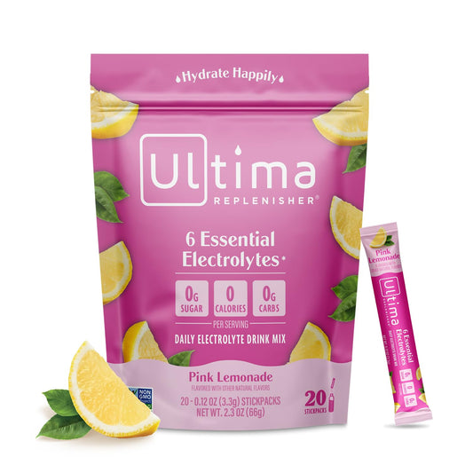 Ultima Replenisher Daily Electrolyte Powder Drink Mix – Original Variety, 20 Stickpacks – Hydration Packets with 6 Electrolytes and Minerals – Keto Friendly, Vegan, Non-GMO and Sugar-Free