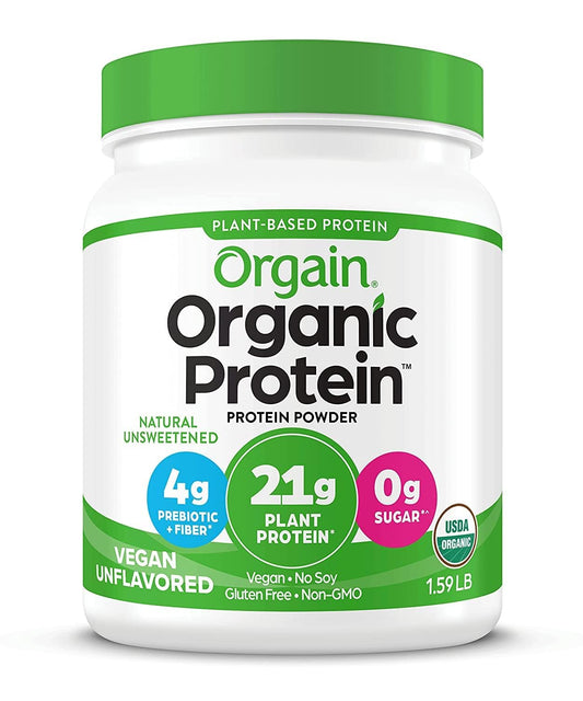 Orgain Organic Vegan Protein Powder, Vanilla Bean - 21g Plant Protein, 6g Prebiotic Fiber, No Lactose Ingredients, No Added Sugar, Non-GMO, For Shakes & Smoothies, 2.03 lb (Packaging May Vary)