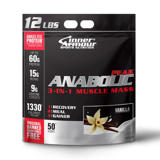 Anabolic Peak 3-in-1 Muscle Mass Gainer – Grass-Fed New Zealand Protein. (Vanilla, 12 lb)