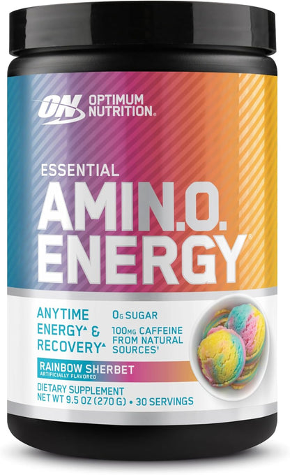 Optimum Nutrition Amino Energy - Pre Workout with Green Tea, BCAA, Amino Acids, Keto Friendly, Green Coffee Extract, Energy Powder - Blue Raspberry, 30 Servings (Packaging May Vary)