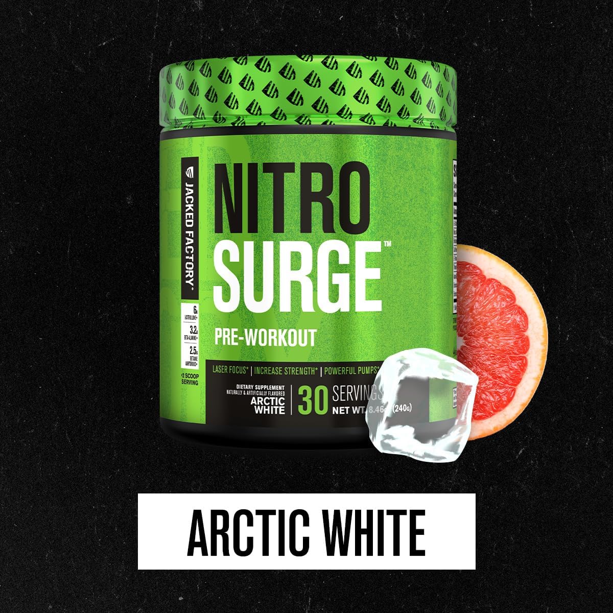 Jacked Factory NITROSURGE Pre Workout Supplement - for Energy, Instant Strength Gains, Clear Focus, Intense Pumps - Nitric Oxide Booster & Preworkout Powder with Beta Alanine - 30 Servings, Pineapple