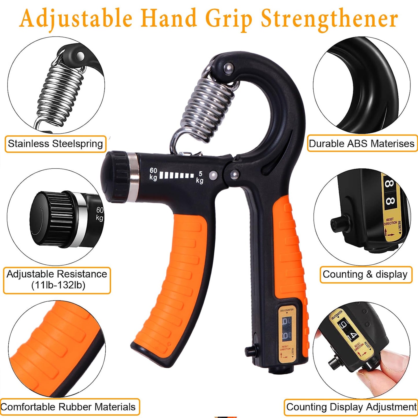 Grip Strength Trainer with Forearm Strengthener, Hand Grip Strengthener, Hand Extension Exerciser, Stress Relief Ball and Hand Grip Strengthener for Muscle Building and Injury Recover(5 PCS)
