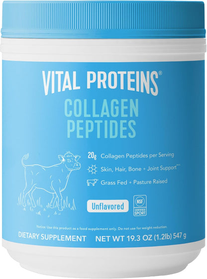 Vital Proteins Collagen Peptides Powder - Grass Fed Collagen Peptides for Hair, Nail, Skin, Bone & Joint Health, Unflavored, 9.33oz