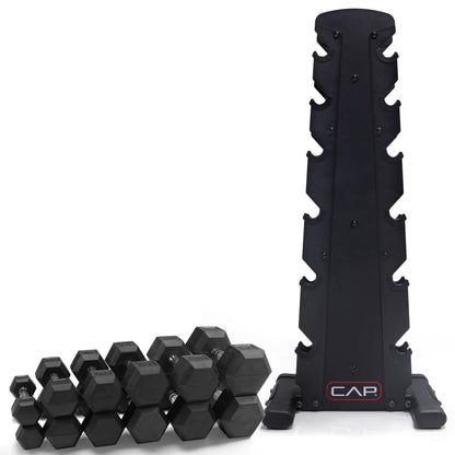 CAP Barbell Dumbbell Set with Rack | Multiple Options in 150lbs and 210lbs