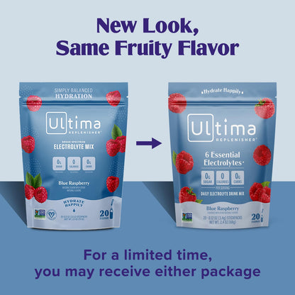 Ultima Replenisher Daily Electrolyte Powder Drink Mix – Original Variety, 20 Stickpacks – Hydration Packets with 6 Electrolytes and Minerals – Keto Friendly, Vegan, Non-GMO and Sugar-Free