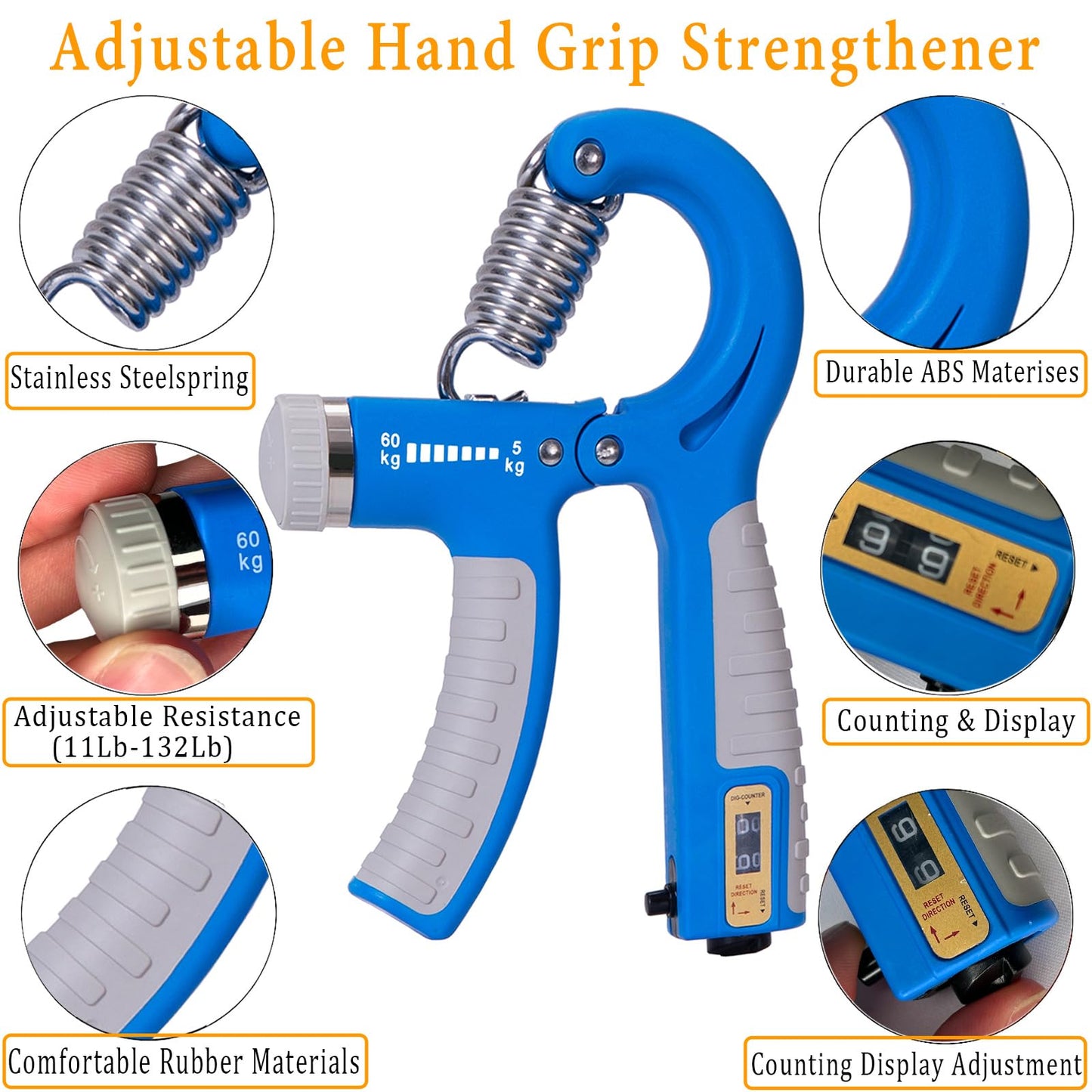 Grip Strength Trainer with Forearm Strengthener, Hand Grip Strengthener, Hand Extension Exerciser, Stress Relief Ball and Hand Grip Strengthener for Muscle Building and Injury Recover(5 PCS)
