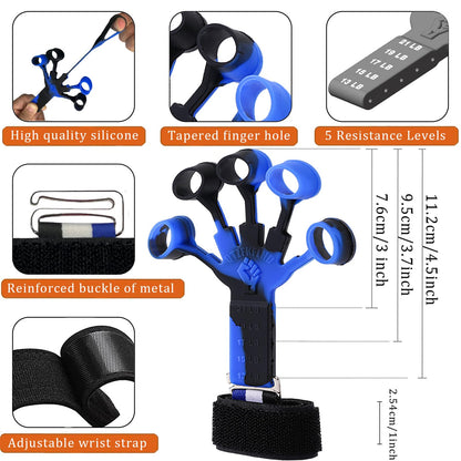 Grip Strength Trainer with Forearm Strengthener, Hand Grip Strengthener, Hand Extension Exerciser, Stress Relief Ball and Hand Grip Strengthener for Muscle Building and Injury Recover(5 PCS)