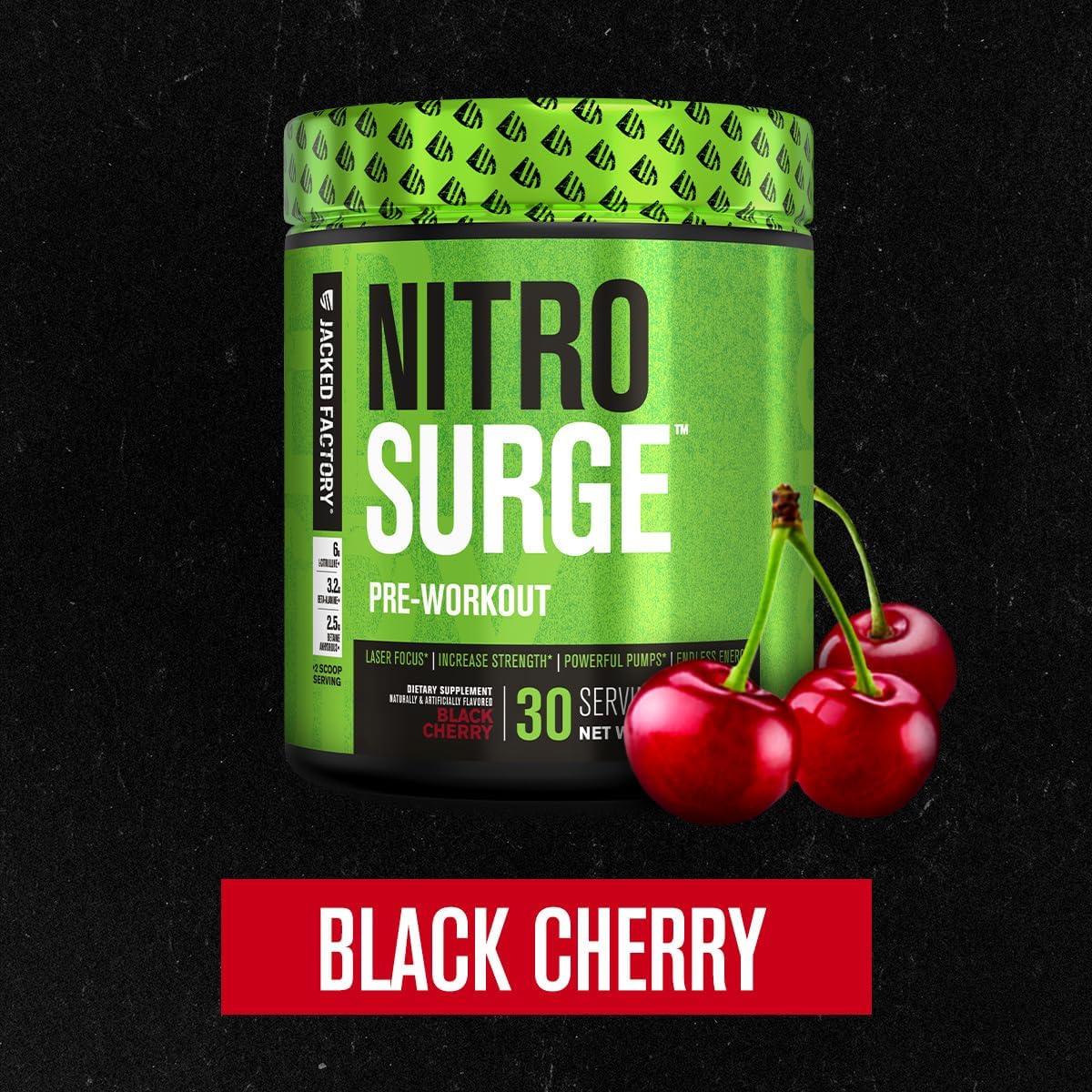 Jacked Factory NITROSURGE Pre Workout Supplement - for Energy, Instant Strength Gains, Clear Focus, Intense Pumps - Nitric Oxide Booster & Preworkout Powder with Beta Alanine - 30 Servings, Pineapple