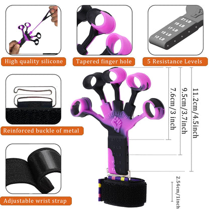 Grip Strength Trainer with Forearm Strengthener, Hand Grip Strengthener, Hand Extension Exerciser, Stress Relief Ball and Hand Grip Strengthener for Muscle Building and Injury Recover(5 PCS)