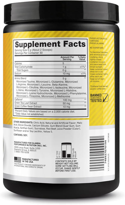 Optimum Nutrition Amino Energy - Pre Workout with Green Tea, BCAA, Amino Acids, Keto Friendly, Green Coffee Extract, Energy Powder - Blue Raspberry, 30 Servings (Packaging May Vary)