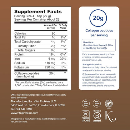 Vital Proteins Collagen Peptides Powder - Grass Fed Collagen Peptides for Hair, Nail, Skin, Bone & Joint Health, Unflavored, 9.33oz