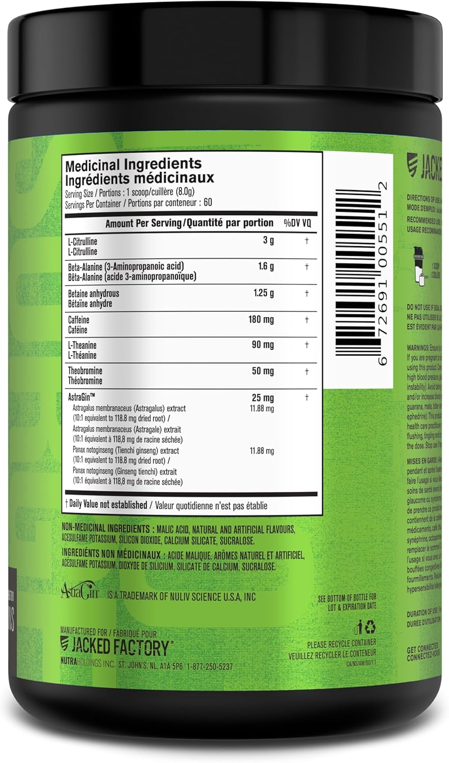 Jacked Factory NITROSURGE Pre Workout Supplement - for Energy, Instant Strength Gains, Clear Focus, Intense Pumps - Nitric Oxide Booster & Preworkout Powder with Beta Alanine - 30 Servings, Pineapple