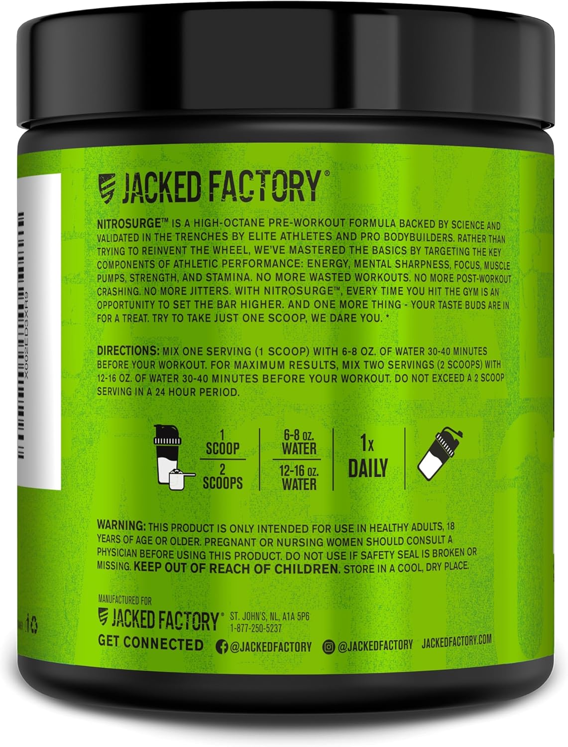 Jacked Factory NITROSURGE Pre Workout Supplement - for Energy, Instant Strength Gains, Clear Focus, Intense Pumps - Nitric Oxide Booster & Preworkout Powder with Beta Alanine - 30 Servings, Pineapple