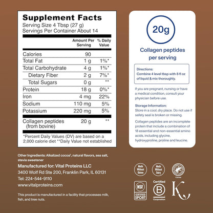 Vital Proteins Collagen Peptides Powder - Grass Fed Collagen Peptides for Hair, Nail, Skin, Bone & Joint Health, Unflavored, 9.33oz