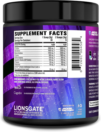 Jacked Factory NITROSURGE Pre Workout Supplement - for Energy, Instant Strength Gains, Clear Focus, Intense Pumps - Nitric Oxide Booster & Preworkout Powder with Beta Alanine - 30 Servings, Pineapple