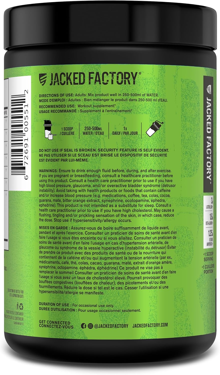 Jacked Factory NITROSURGE Pre Workout Supplement - for Energy, Instant Strength Gains, Clear Focus, Intense Pumps - Nitric Oxide Booster & Preworkout Powder with Beta Alanine - 30 Servings, Pineapple