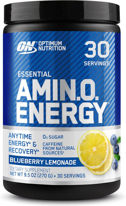 Optimum Nutrition Amino Energy - Pre Workout with Green Tea, BCAA, Amino Acids, Keto Friendly, Green Coffee Extract, Energy Powder - Blue Raspberry, 30 Servings (Packaging May Vary)