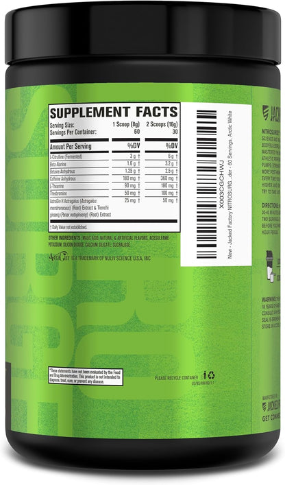 Jacked Factory NITROSURGE Pre Workout Supplement - for Energy, Instant Strength Gains, Clear Focus, Intense Pumps - Nitric Oxide Booster & Preworkout Powder with Beta Alanine - 30 Servings, Pineapple