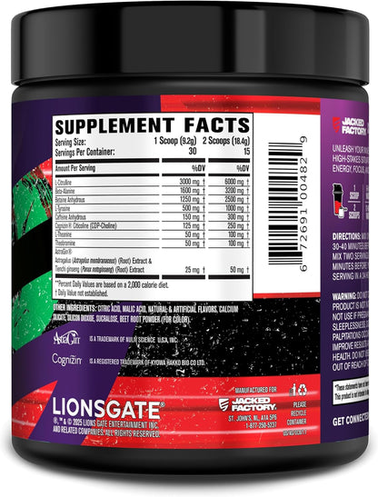 Jacked Factory NITROSURGE Pre Workout Supplement - for Energy, Instant Strength Gains, Clear Focus, Intense Pumps - Nitric Oxide Booster & Preworkout Powder with Beta Alanine - 30 Servings, Pineapple
