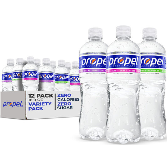 Propel, Kiwi Strawberry, Zero Calorie Sports Drinking Water with Electrolytes and Vitamins C&E, 16.9 Fl Oz (Pack of 12) - Packaging May Vary