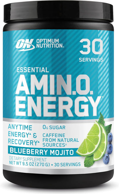 Optimum Nutrition Amino Energy - Pre Workout with Green Tea, BCAA, Amino Acids, Keto Friendly, Green Coffee Extract, Energy Powder - Blue Raspberry, 30 Servings (Packaging May Vary)
