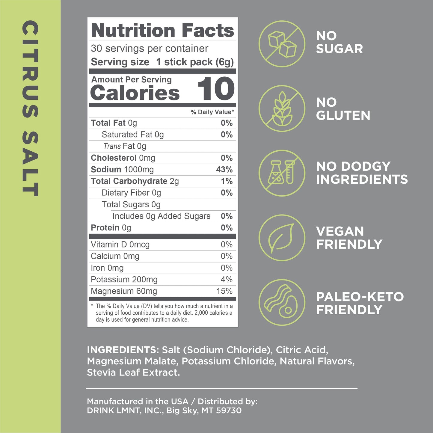 LMNT Zero Sugar Electrolytes - Raspberry Salt | Drink Mix | 30-Count