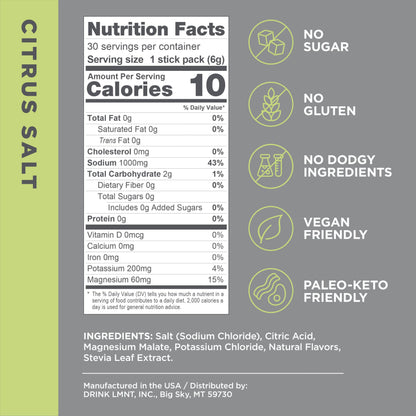 LMNT Zero Sugar Electrolytes - Raspberry Salt | Drink Mix | 30-Count