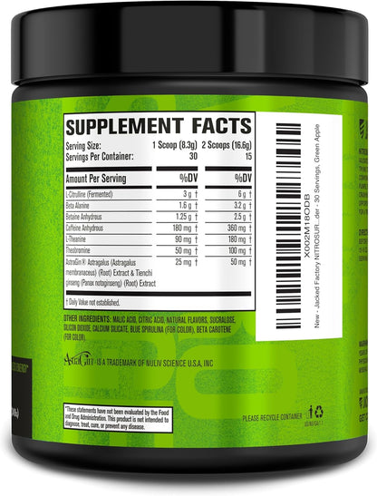 Jacked Factory NITROSURGE Pre Workout Supplement - for Energy, Instant Strength Gains, Clear Focus, Intense Pumps - Nitric Oxide Booster & Preworkout Powder with Beta Alanine - 30 Servings, Pineapple