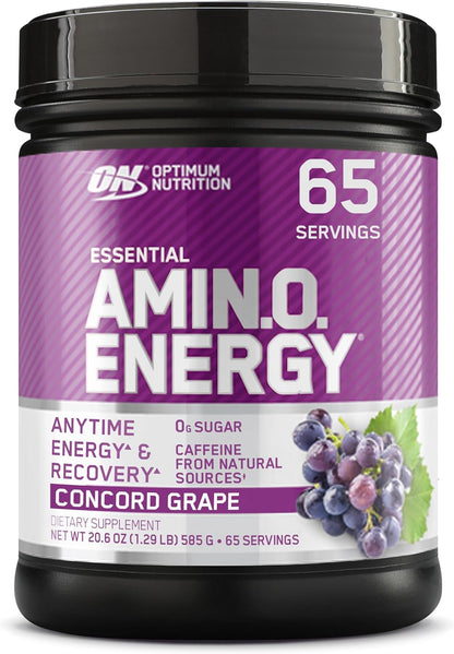 Optimum Nutrition Amino Energy - Pre Workout with Green Tea, BCAA, Amino Acids, Keto Friendly, Green Coffee Extract, Energy Powder - Blue Raspberry, 30 Servings (Packaging May Vary)