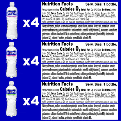 Propel, Kiwi Strawberry, Zero Calorie Sports Drinking Water with Electrolytes and Vitamins C&E, 16.9 Fl Oz (Pack of 12) - Packaging May Vary