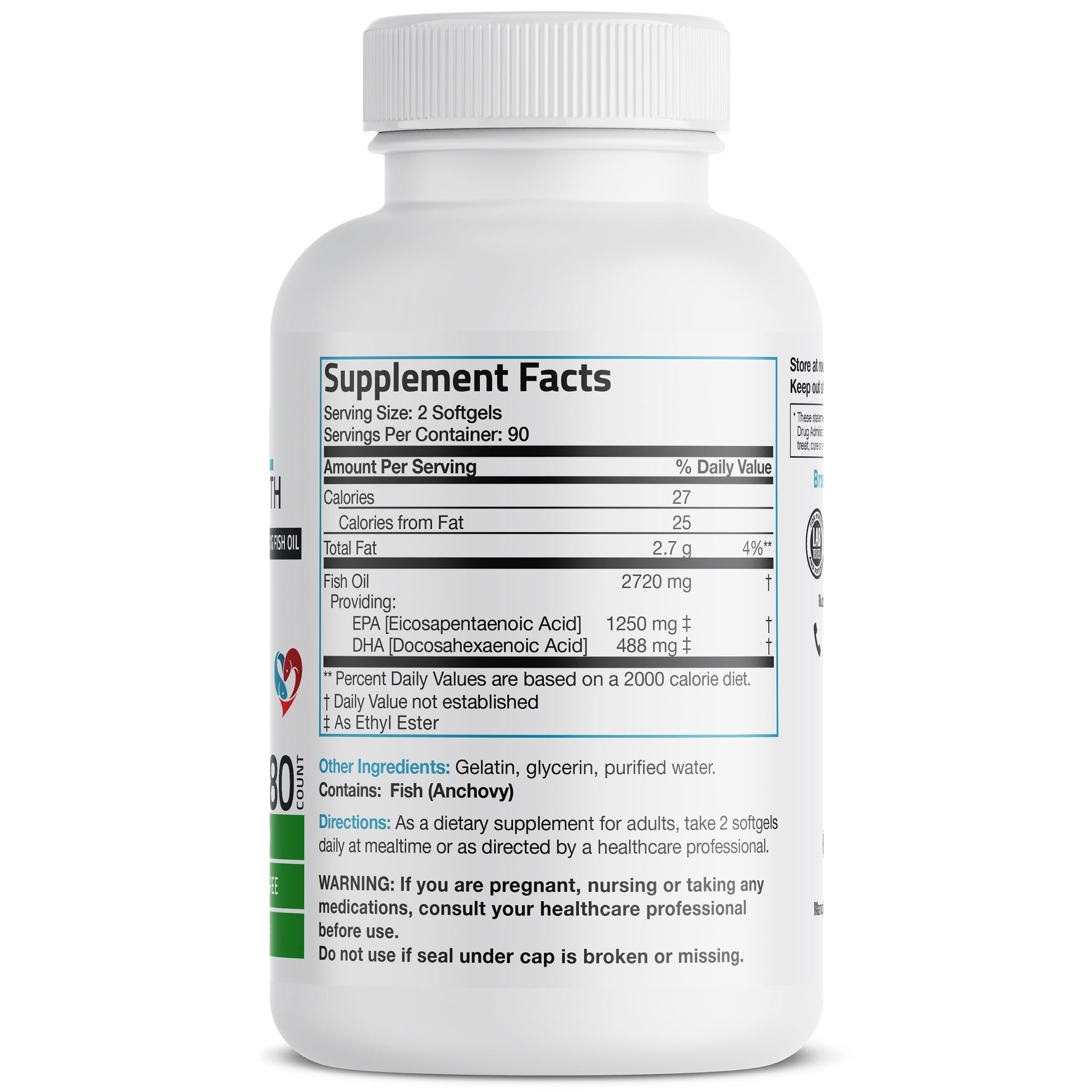 Omega 3 Fish Oil Triple Strength 2720Mg - High EPA & DHA - Heavy Metal Tested Non GMO Gluten Free Soy Free, 180 Softgels
