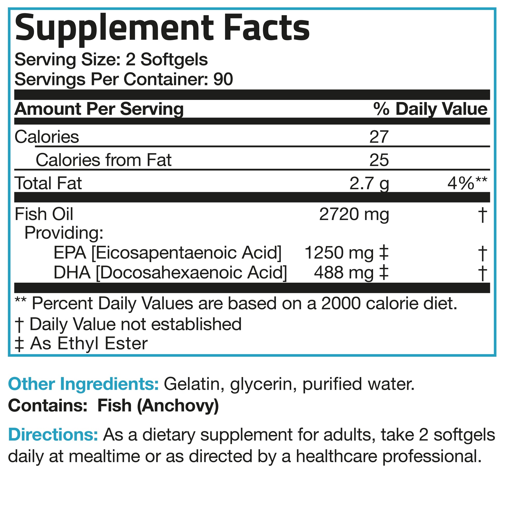 Omega 3 Fish Oil Triple Strength 2720Mg - High EPA & DHA - Heavy Metal Tested Non GMO Gluten Free Soy Free, 180 Softgels